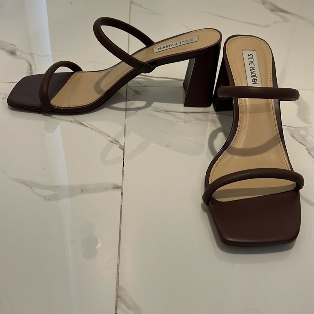 Brown strappy Steve Madden heels